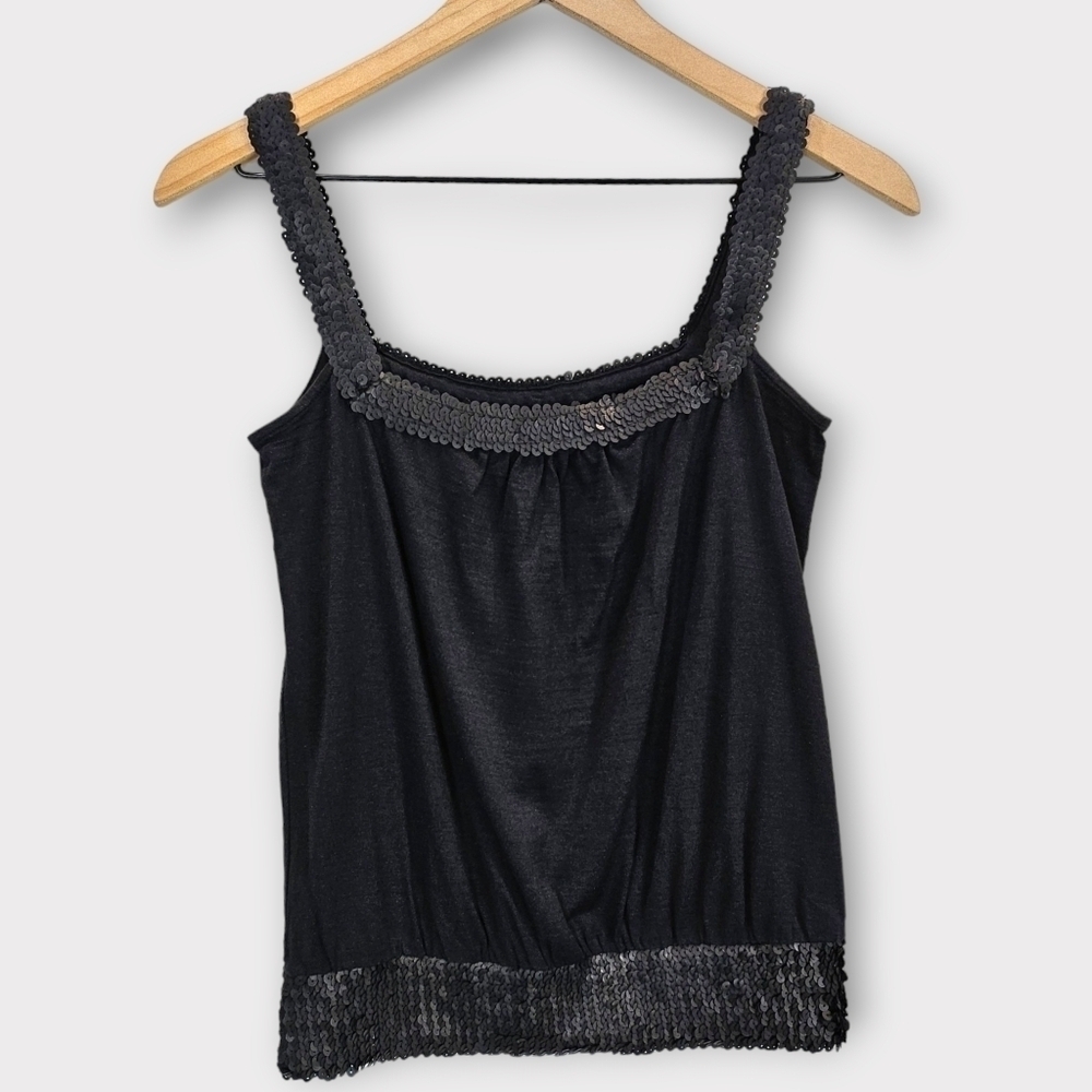 Diane von Furstenberg Black Silk Blend Sequin Cami Small